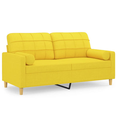 2-personers sofa med pyntepuder 140 cm stof lysegul