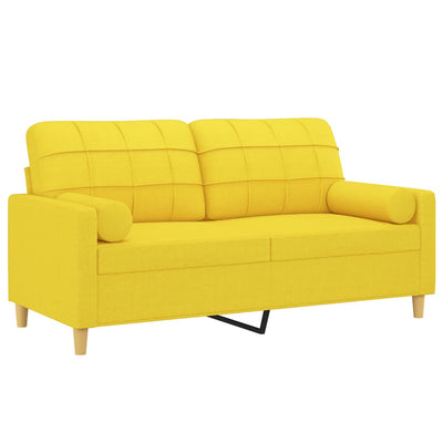 2-personers sofa med pyntepuder 140 cm stof lysegul