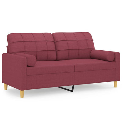 2-personers sofa med pyntepuder 140 cm stof vinrød