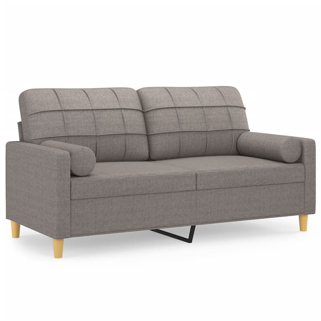 2-personers sofa med pyntepuder 140 cm stof gråbrun