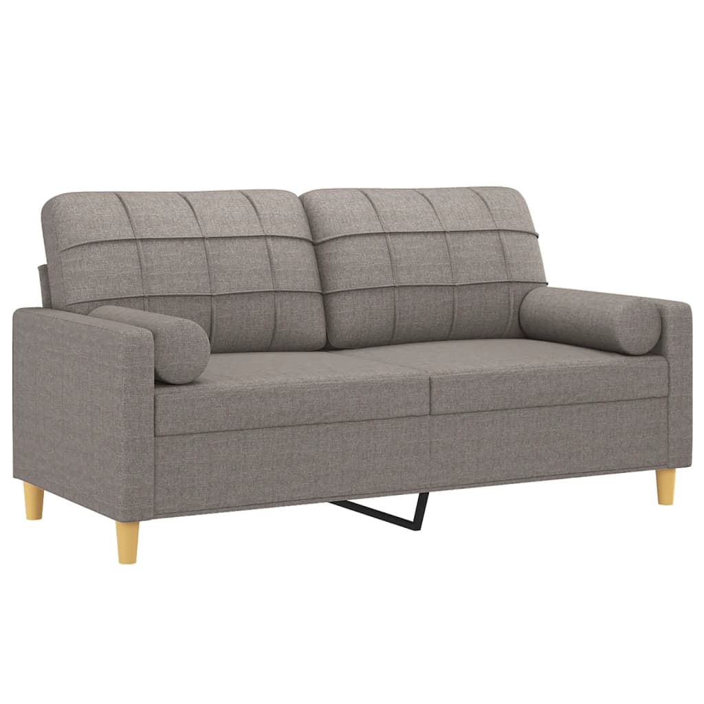 2-personers sofa med pyntepuder 140 cm stof gråbrun