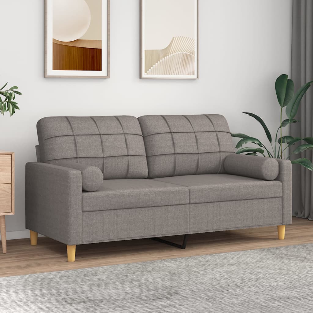 2-personers sofa med pyntepuder 140 cm stof gråbrun