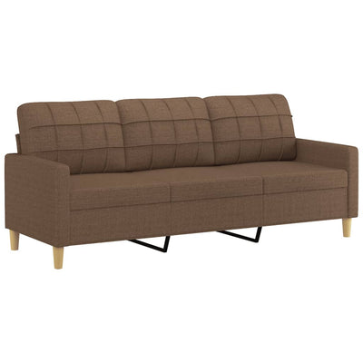 3-personers sofa med pyntepuder 180 cm stof brun