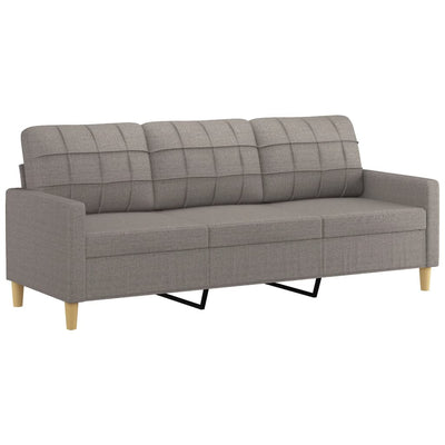 3-personers sofa med pyntepuder 180 cm stof gråbrun