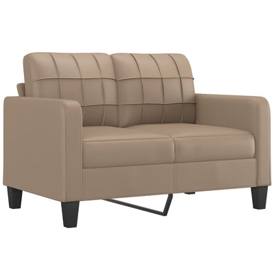 2-personers sofa med pyntepuder 120 cm kunstlæder cappuccino