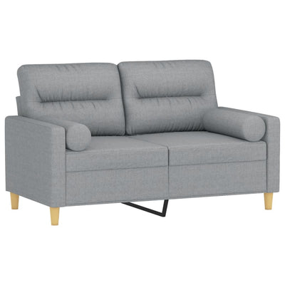 2-personers sofa med pyntepuder 120 cm stof lysegrå