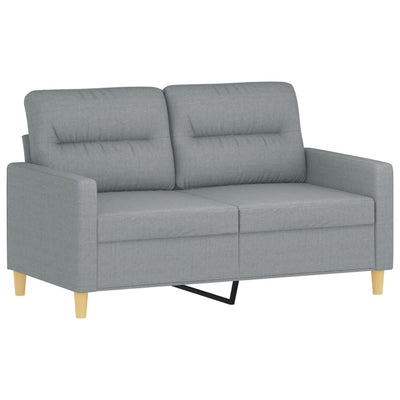 2-personers sofa med pyntepuder 120 cm stof lysegrå