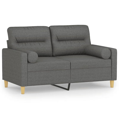 2-personers sofa med pyntepuder 120 cm stof mørkegrå