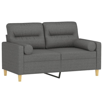 2-personers sofa med pyntepuder 120 cm stof mørkegrå