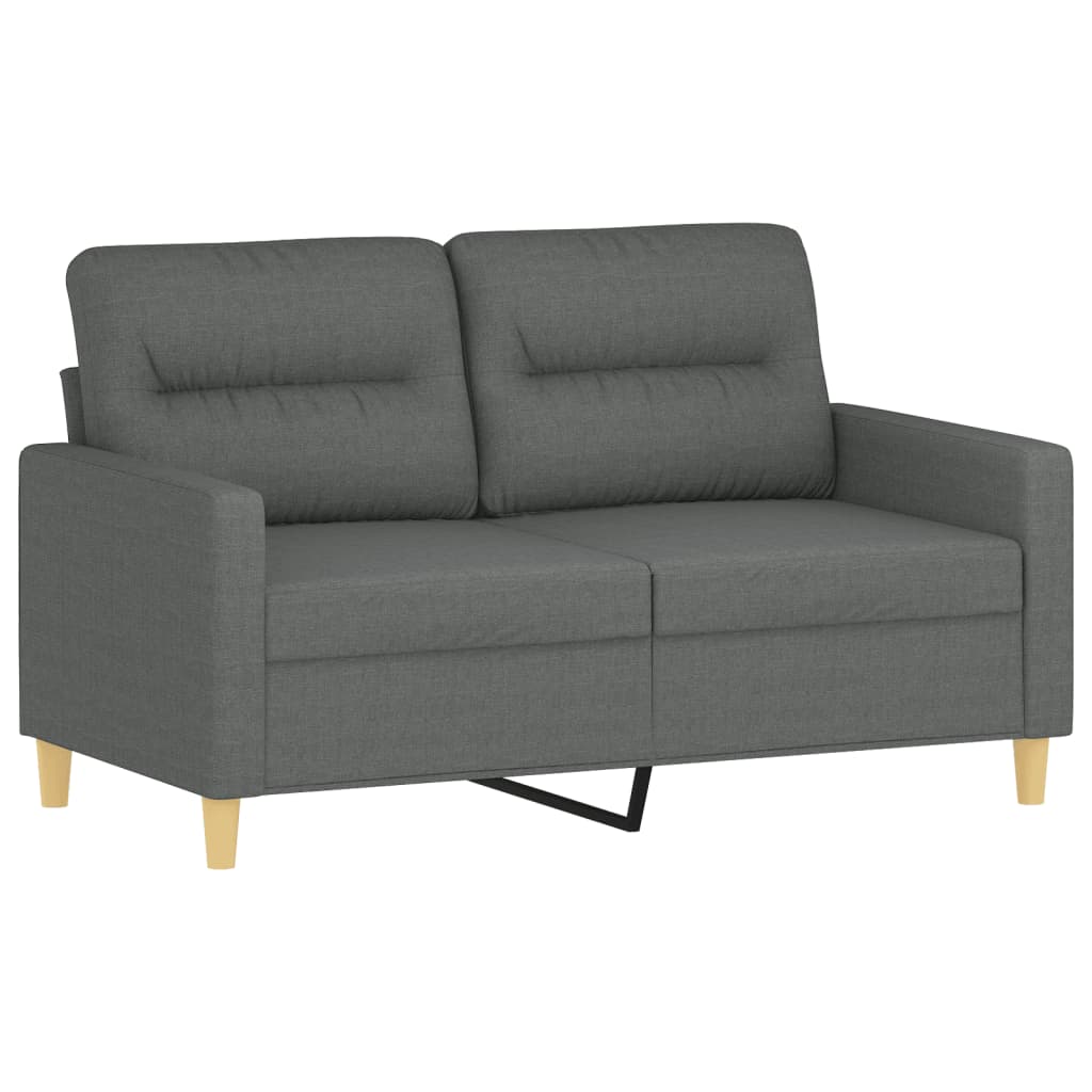 2-personers sofa med pyntepuder 120 cm stof mørkegrå