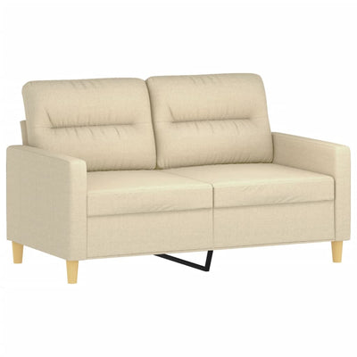 2-personers sofa med pyntepuder 120 cm stof cremefarvet