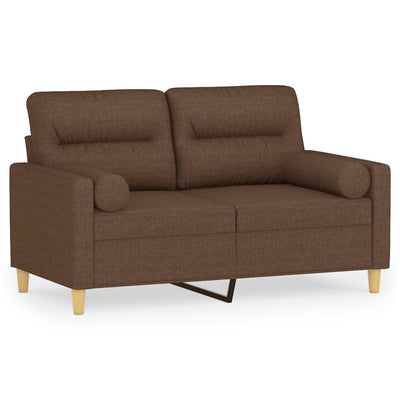 2-personers sofa med pyntepuder 120 cm stof brun