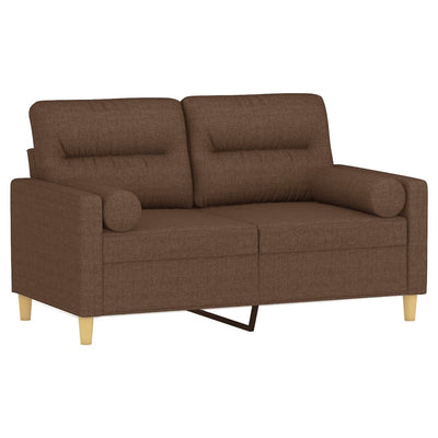 2-personers sofa med pyntepuder 120 cm stof brun