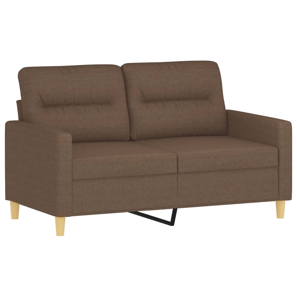 2-personers sofa med pyntepuder 120 cm stof brun