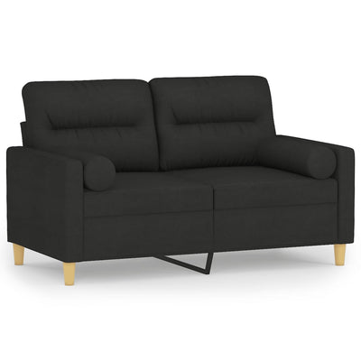 2-personers sofa med pyntepuder 120 cm stof sort