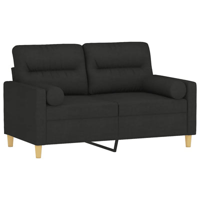 2-personers sofa med pyntepuder 120 cm stof sort