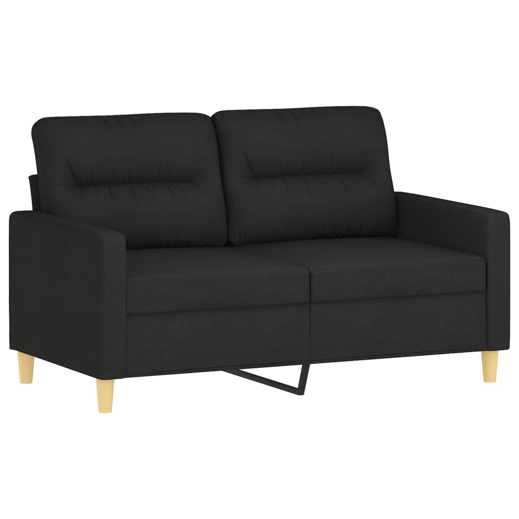 2-personers sofa med pyntepuder 120 cm stof sort