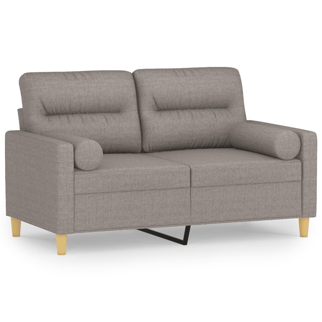 2-personers sofa med pyntepuder 120 cm stof gråbrun