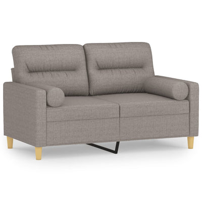 2-personers sofa med pyntepuder 120 cm stof gråbrun