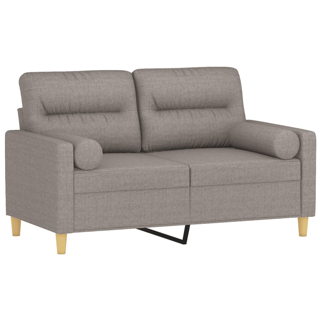 2-personers sofa med pyntepuder 120 cm stof gråbrun