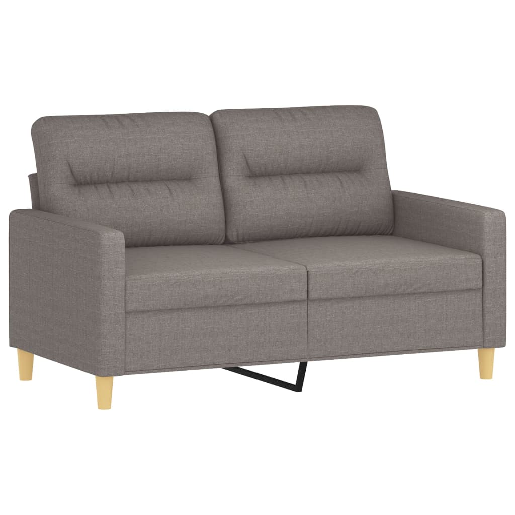 2-personers sofa med pyntepuder 120 cm stof gråbrun