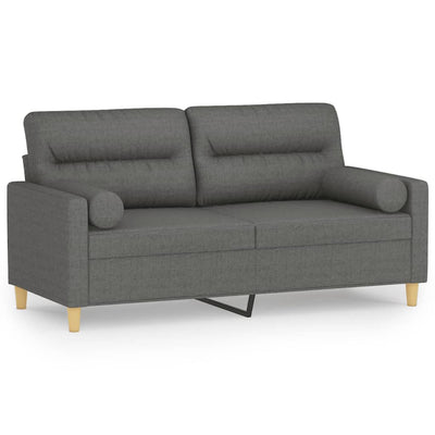 2-personers sofa med pyntepuder 140 cm stof mørkegrå