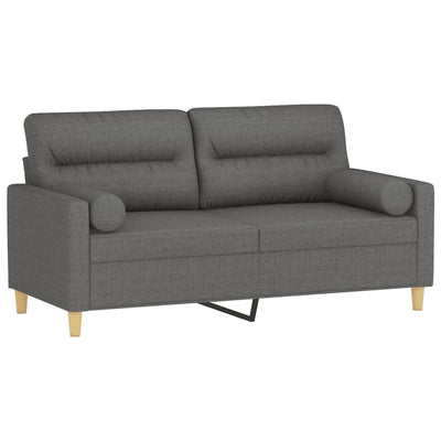 2-personers sofa med pyntepuder 140 cm stof mørkegrå