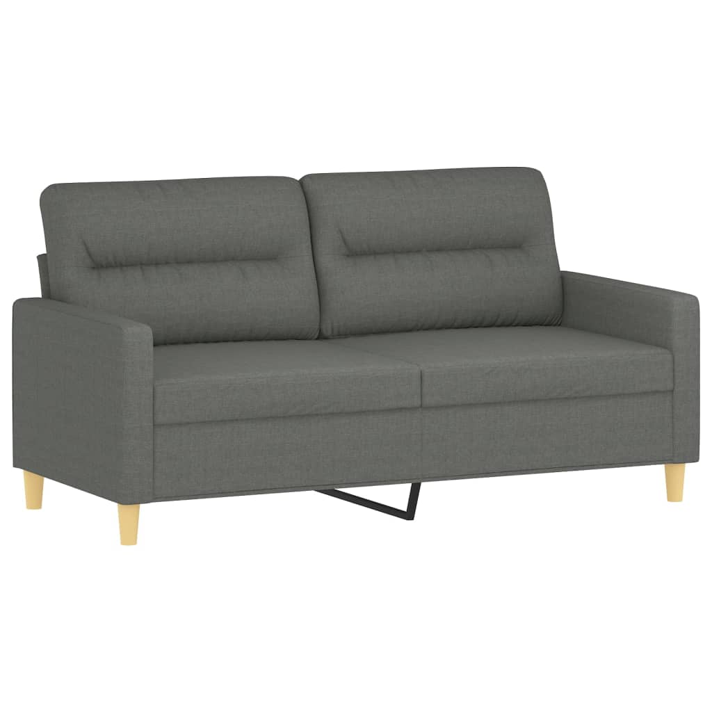 2-personers sofa med pyntepuder 140 cm stof mørkegrå