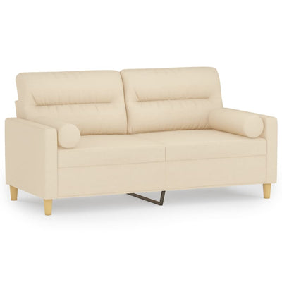 2-personers sofa med pyntepuder 140 cm stof cremefarvet