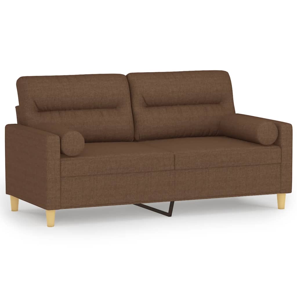 2-personers sofa med pyntepuder 140 cm stof brun