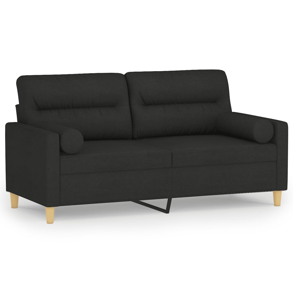 2-personers sofa med pyntepuder 140 cm stof sort