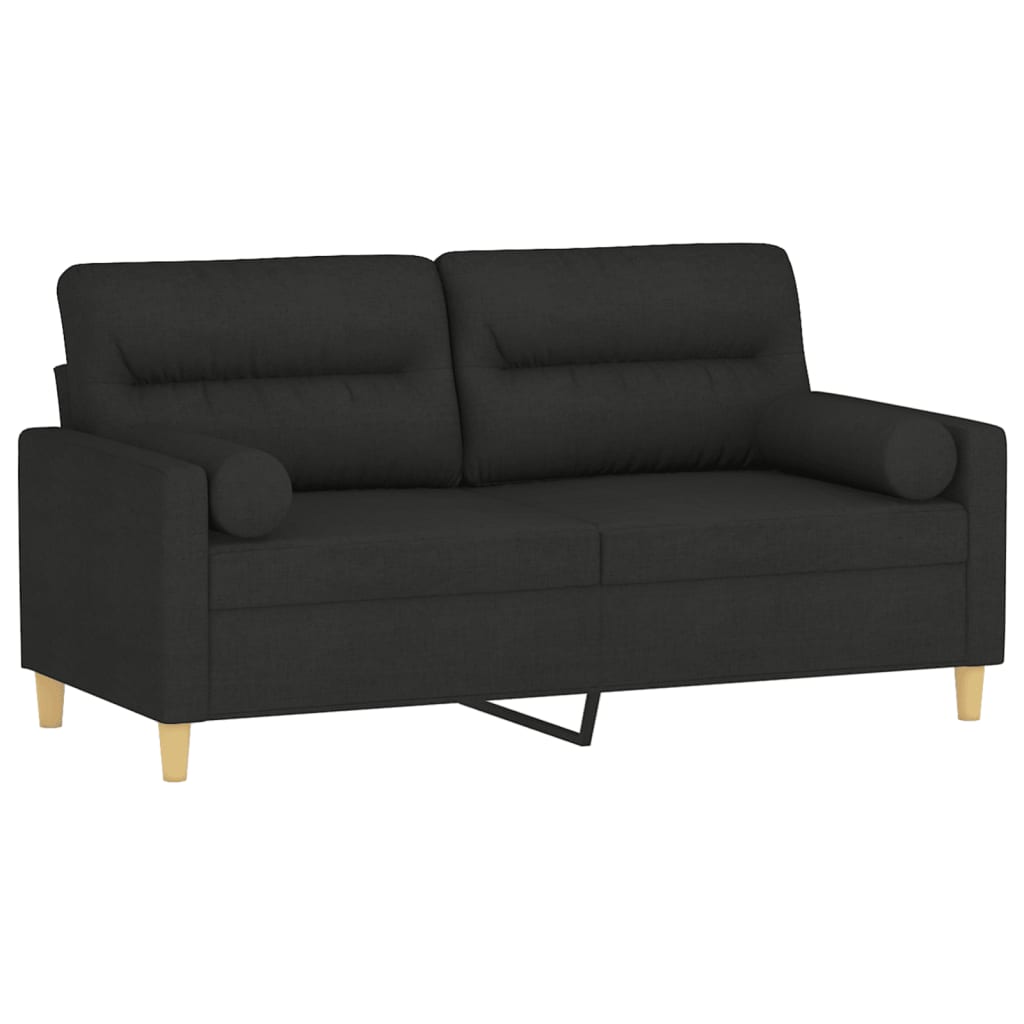 2-personers sofa med pyntepuder 140 cm stof sort