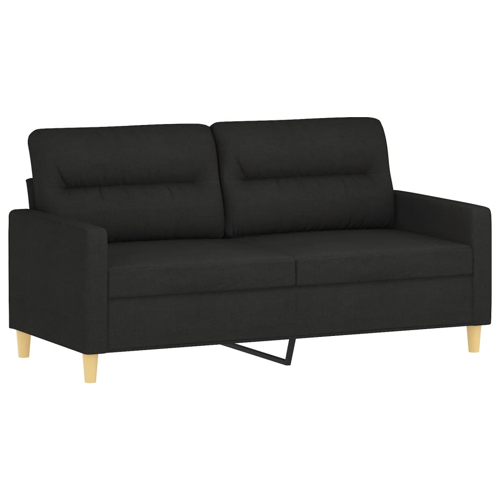 2-personers sofa med pyntepuder 140 cm stof sort