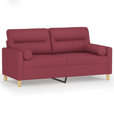 2-personers sofa med pyntepuder 140 cm stof vinrød