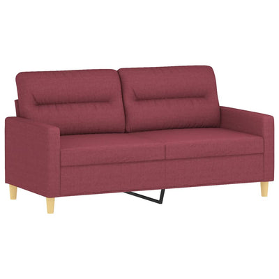 2-personers sofa med pyntepuder 140 cm stof vinrød