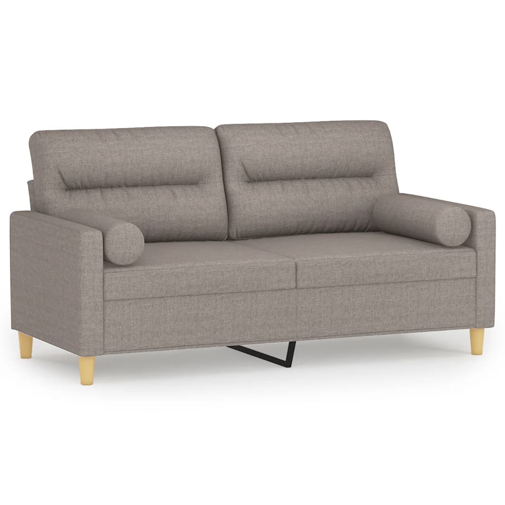 2-personers sofa med pyntepuder 140 cm stof gråbrun