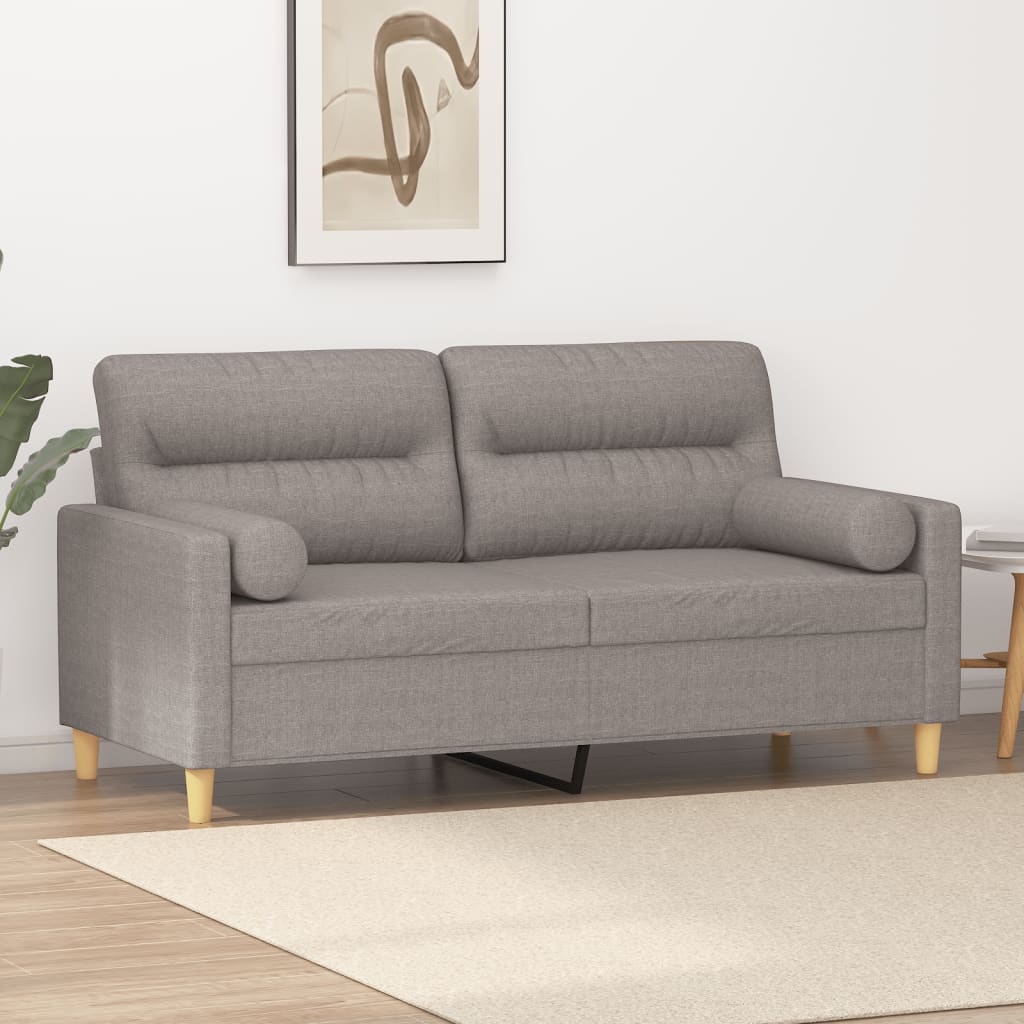 2-personers sofa med pyntepuder 140 cm stof gråbrun