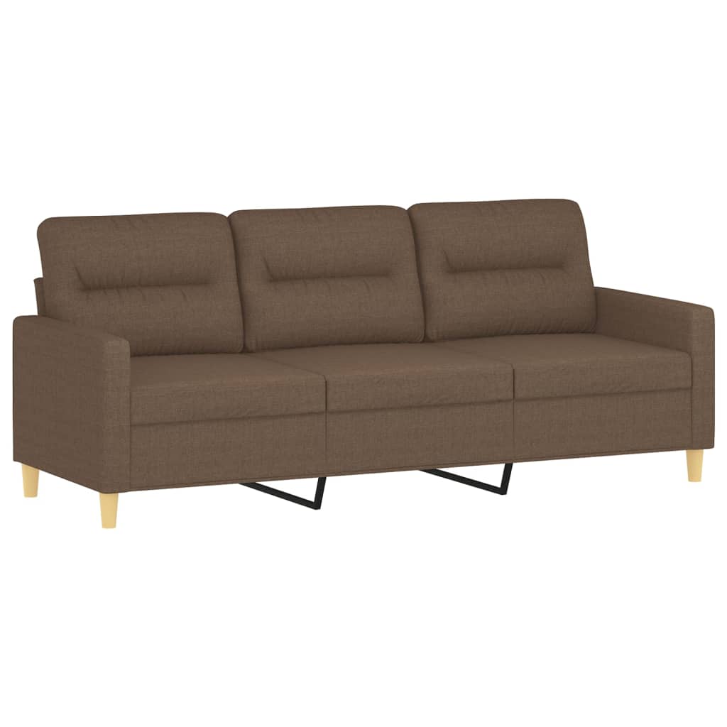 3-personers sofa med pyntepuder 180 cm stof brun