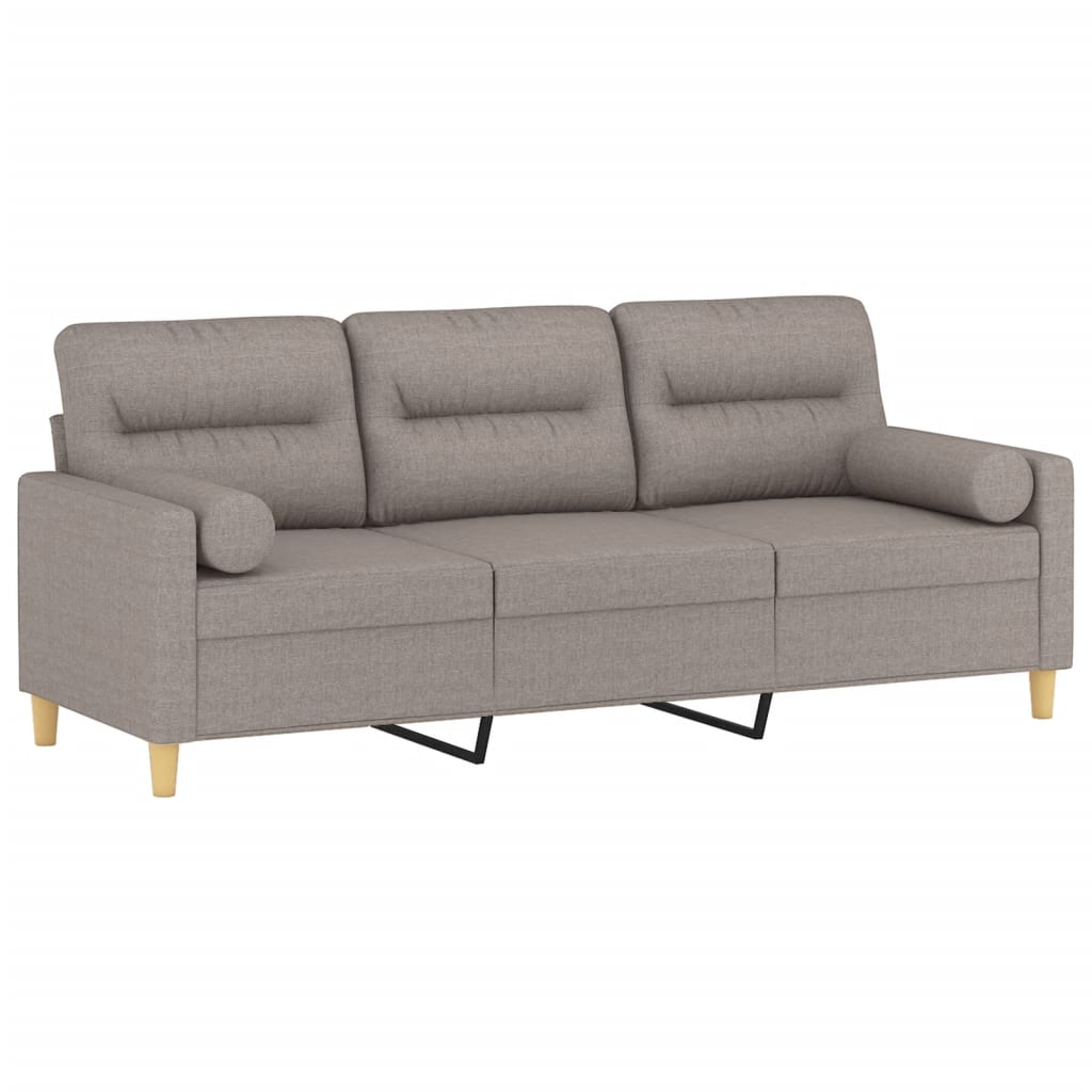 3-personers sofa med pyntepuder 180 cm stof gråbrun