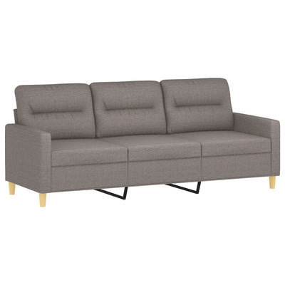 3-personers sofa med pyntepuder 180 cm stof gråbrun