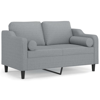 2-personers sofa med pyntepuder 120 cm stof lysegrå