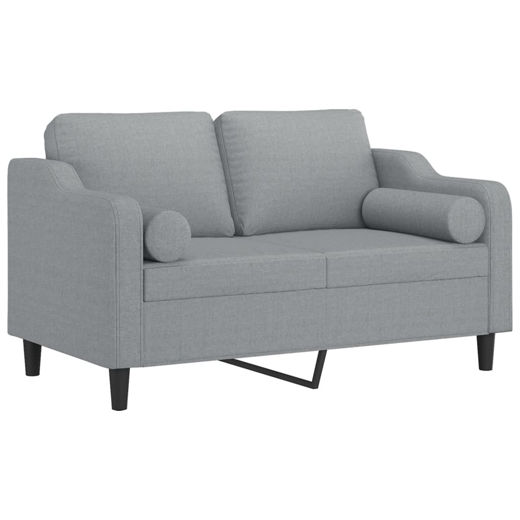 2-personers sofa med pyntepuder 120 cm stof lysegrå