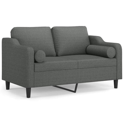 2-personers sofa med pyntepuder 120 cm stof mørkegrå