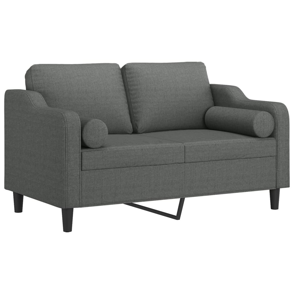 2-personers sofa med pyntepuder 120 cm stof mørkegrå