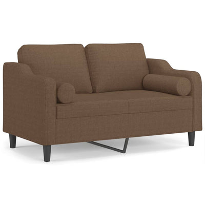 2-personers sofa med pyntepuder 120 cm stof brun