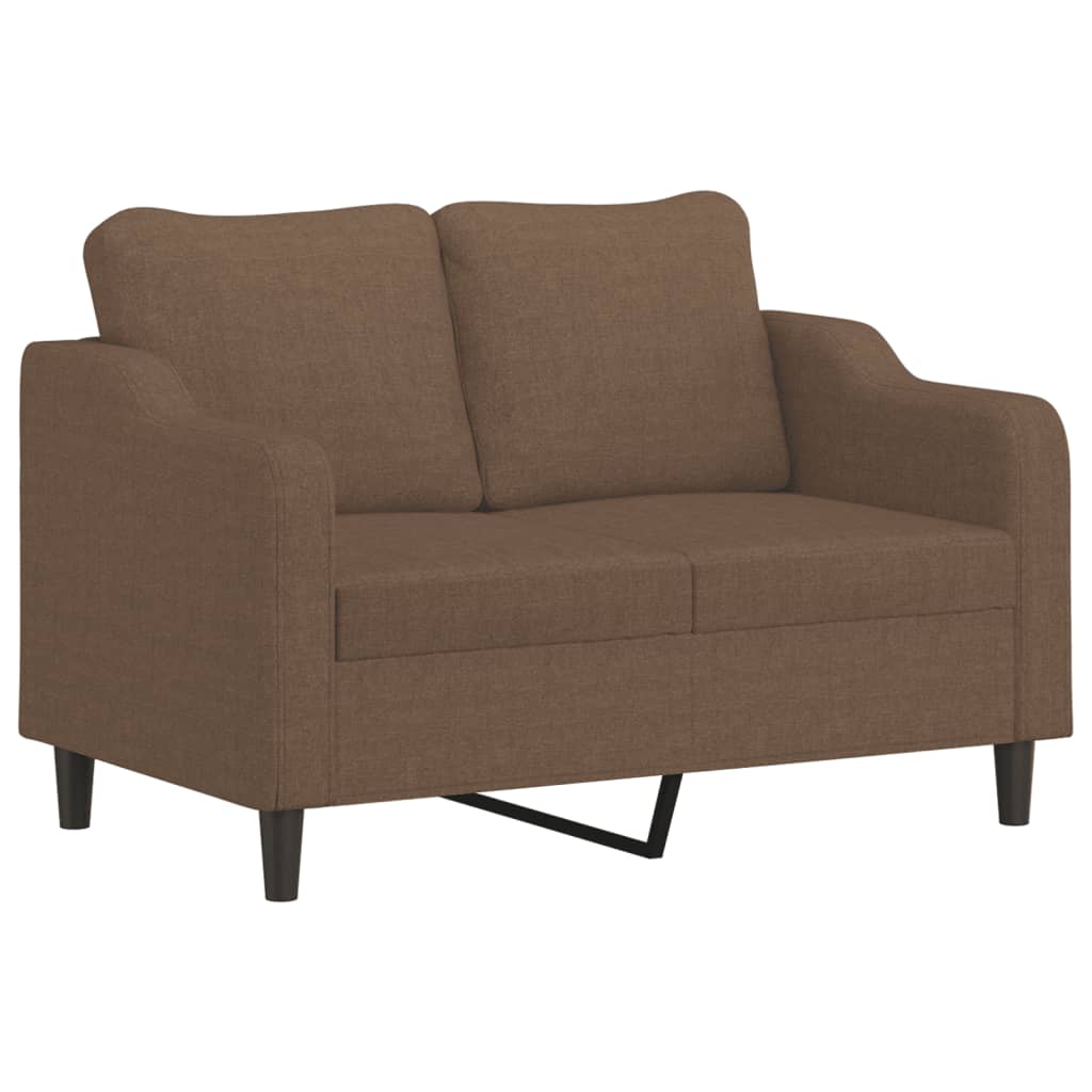 2-personers sofa med pyntepuder 120 cm stof brun