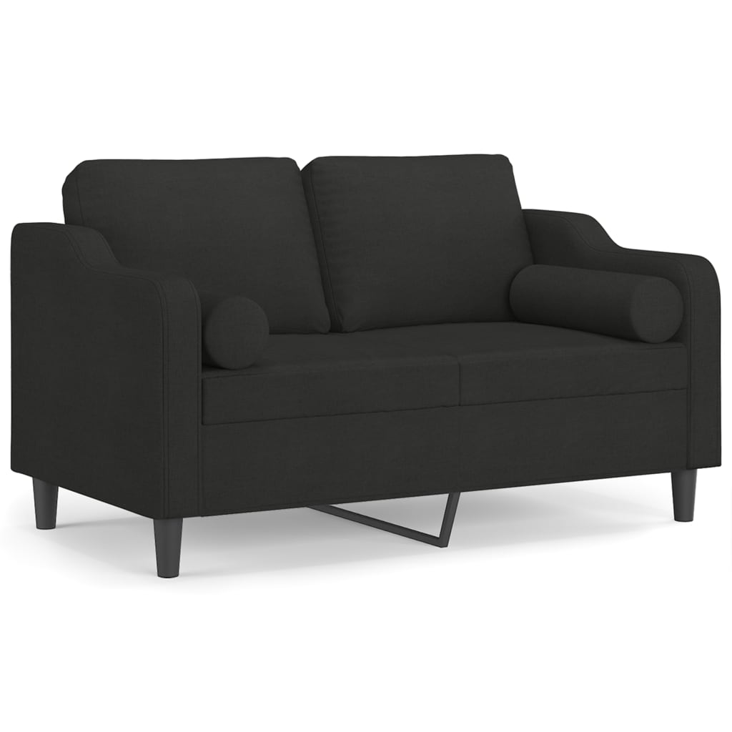 2-personers sofa med pyntepuder 120 cm stof sort