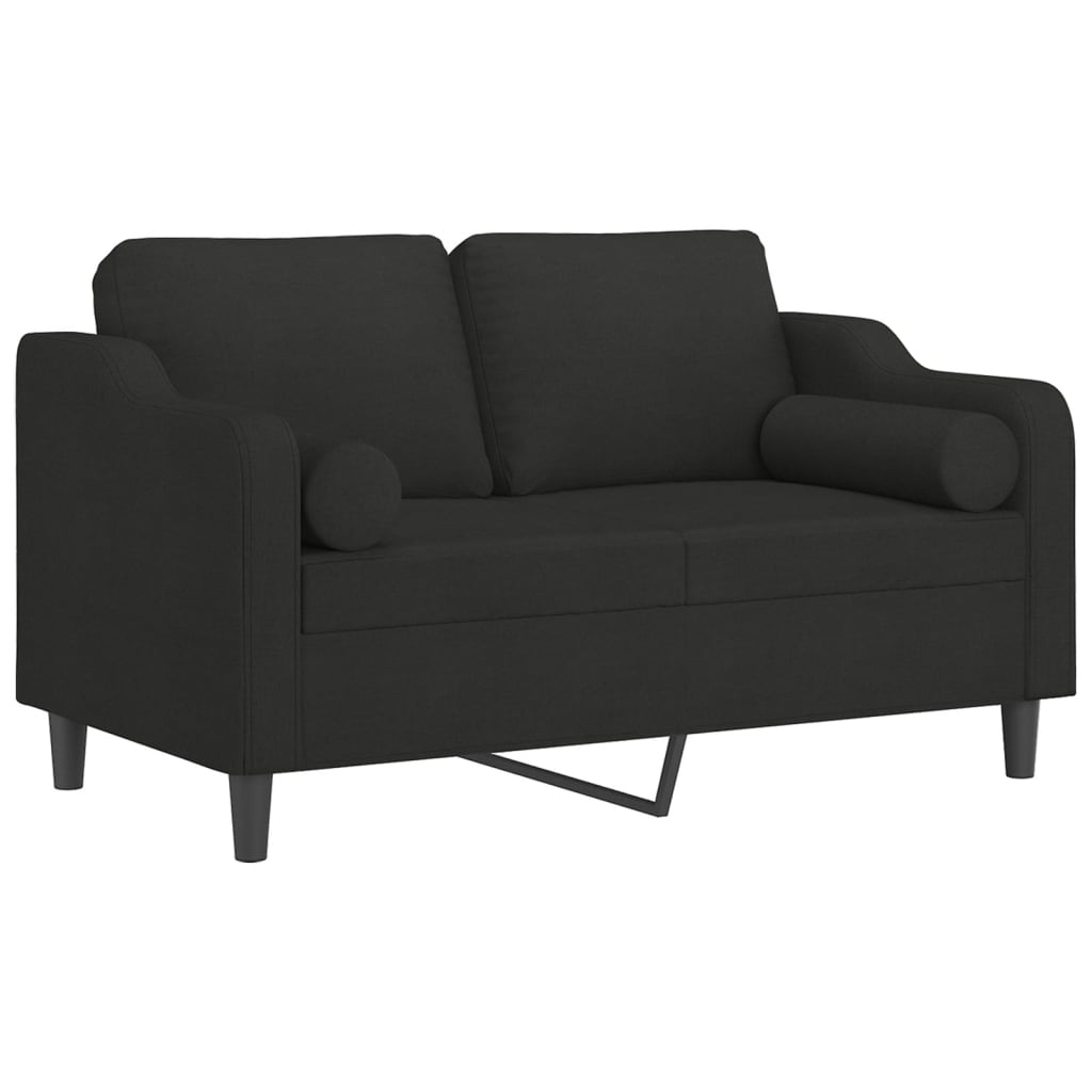 2-personers sofa med pyntepuder 120 cm stof sort