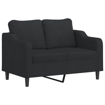 2-personers sofa med pyntepuder 120 cm stof sort