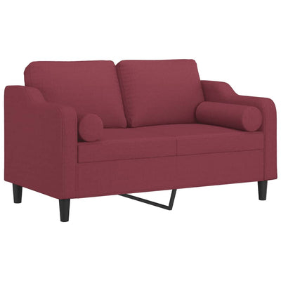 2-personers sofa med pyntepuder 120 cm stof vinrød